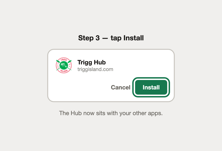 The confirmation box with the Install button highlighted