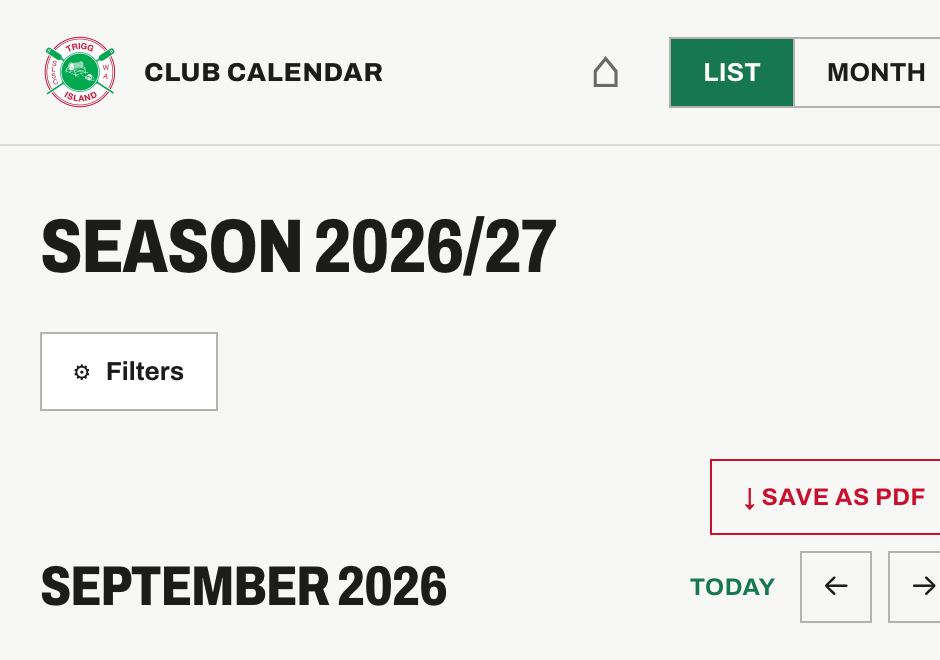 The calendar screen showing the Filters button